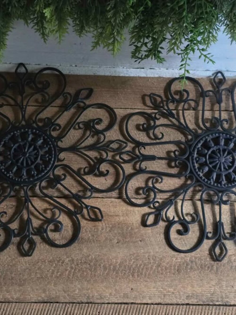 Ornate Metal Pair of Black Metal Wall Hangings - Picture 7 of 7